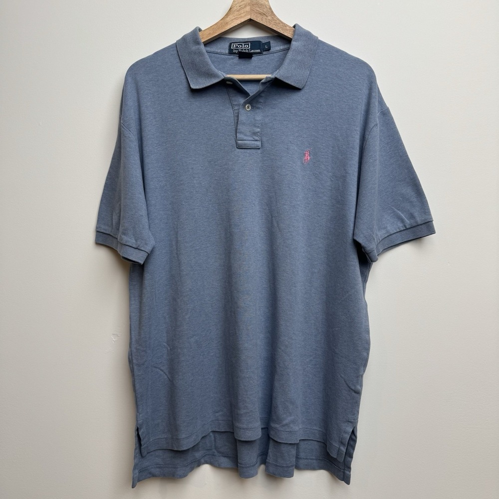 Polo Ralph Lauren Polo Shirt Large Men's Short Sleeve Blue Cotton Logo Pony